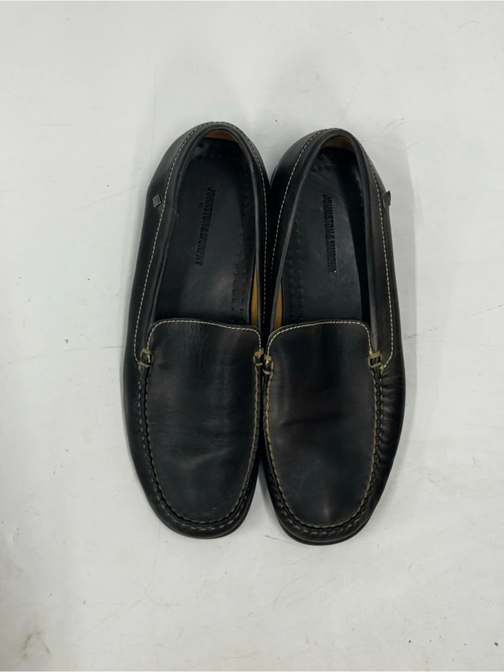 Johnston & Murphy Men's Black Leather Slip-On Driving Loafers Size 12